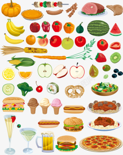 元素食品水果和蔬菜矢量图素材
