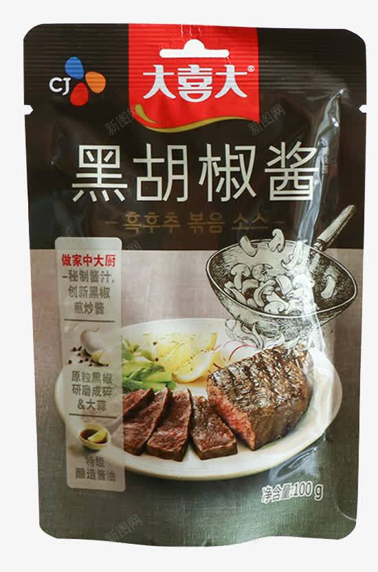 大喜大黑胡椒酱袋装png免抠素材_88icon https://88icon.com 大喜大 袋装 酱料汁 食物调料 黑椒汁 黑胡椒