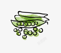 卡通手绘绿色的豌豆素材