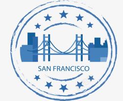 旧金山纪念蓝色旧金山纪念图章矢量图高清图片