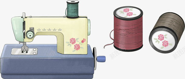 一台缝纫机png免抠素材_88icon https://88icon.com 卡通 复古的 插图 线轴 缝纫机 老式的 针线