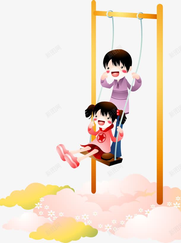 可爱的小孩png免抠素材_88icon https://88icon.com 可爱 小女孩 游乐 秋千