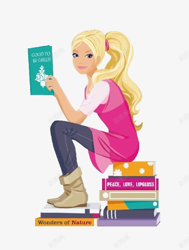 坐在看书的金发女孩png免抠素材_88icon https://88icon.com PNG免费素材 坐在书上的女孩 紫衣女孩 蓝色的书本 读书的人 金发女孩