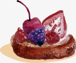 水彩水果迷你蛋糕素材