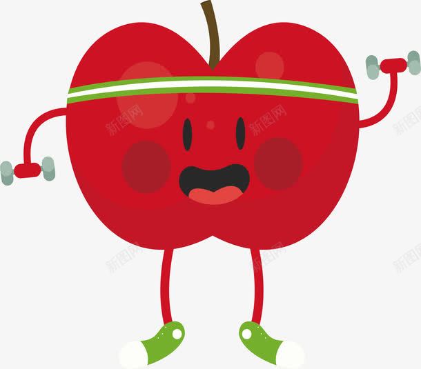 卡通红色锻炼的苹果png免抠素材_88icon https://88icon.com 健身苹果 卡通苹果 矢量png 红苹果 苹果 锻炼的苹果