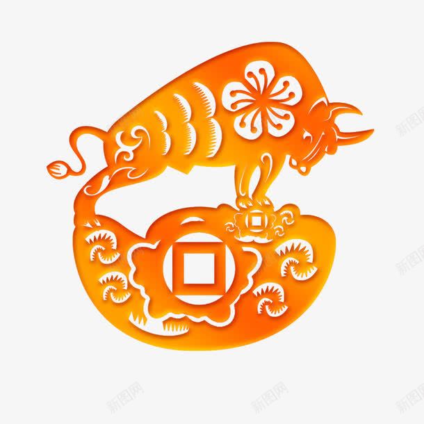 金牛png免抠素材_88icon https://88icon.com 剪纸 卡通 可爱 牛 金色