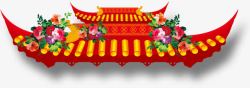 中国风红色宫殿屋顶素材