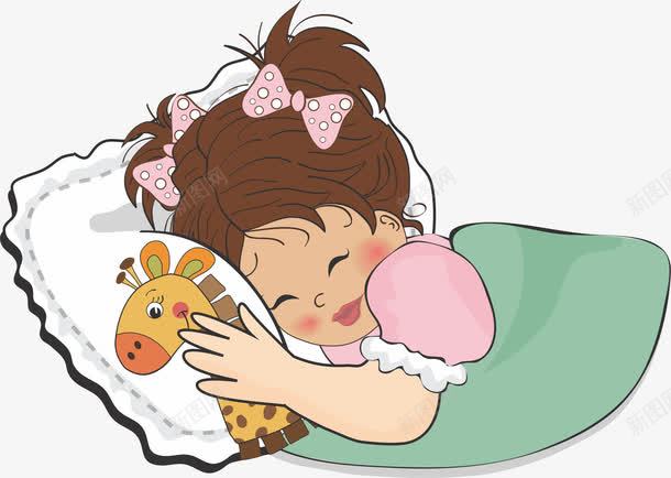 抱小鹿睡的小女孩png免抠素材_88icon https://88icon.com 卡通 小女孩 枕头 睡觉 睡觉的女人
