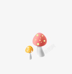 红色卡通小蘑菇装饰图案素材
