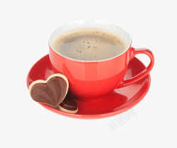 红色杯子装的热咖啡素材