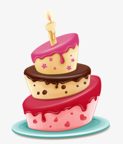 粉色简约生日蛋糕装饰图案素材
