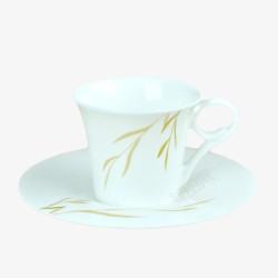白色花纹咖啡杯碟素材