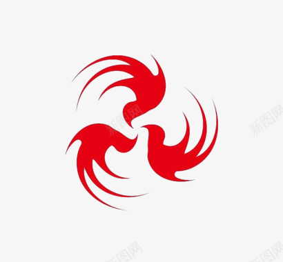 三只红色盘旋的燕子标志图标图标