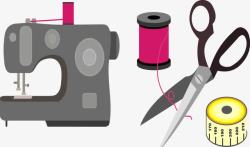 缝纫机和剪刀素材