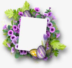 紫色花朵相框素材