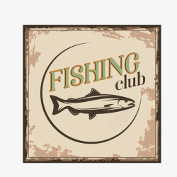 独孤复古钓鱼俱乐部标签矢量图高清图片