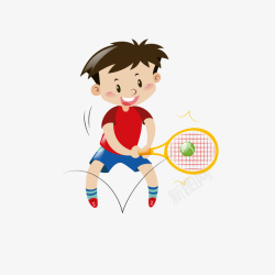 卡通网球的男孩矢量图素材