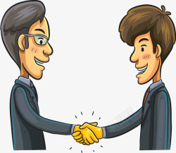 卡通商务两人握手交流素材