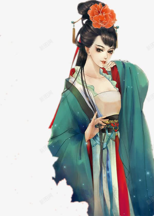 柔媚绿衣美女古风手绘png免抠素材_88icon https://88icon.com 古风 柔媚 绿衣 美女