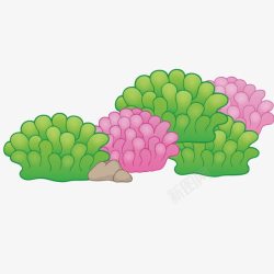 粉色绿色卡通海洋珊瑚植物素材