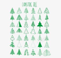 42款绿色手绘圣诞树素材