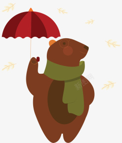 可爱秋天棕色大熊矢量图素材