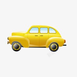 卡通黄色轿车模型素材