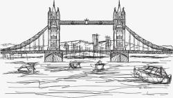 手绘伦敦塔桥矢量图素材