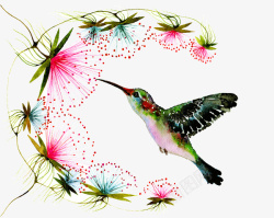 创意鸟创意鸟和花插画高清图片