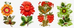 民族风中国复古花卉手绘素材