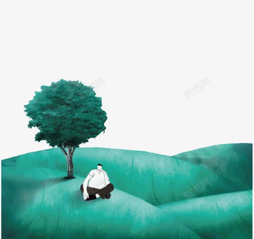 山坡上坐着的人png免抠素材_88icon https://88icon.com 卡通人物 插画 插画图片 植物 绿树 绿色