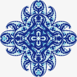 抽象中国风蓝色花纹纹样矢量图素材