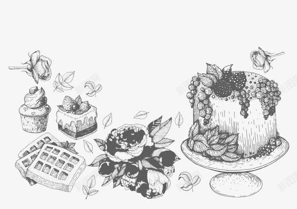 卡通蛋糕松饼png免抠素材_88icon https://88icon.com 卡通美食漫画 卡通花朵 卡通蛋糕 松饼 美味 食物插画 餐饮美食