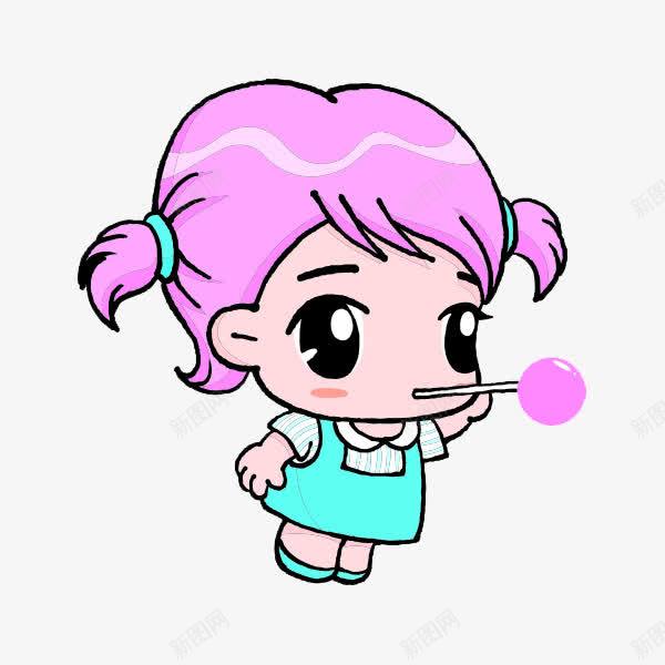 粉色头发吹泡泡小女孩png免抠素材_88icon https://88icon.com 卡通 可爱 小女孩 泡泡 粉色