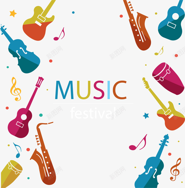 彩色飞舞音乐节海报矢量图ai免抠素材_88icon https://88icon.com 乐器 彩色乐器 矢量png 音乐节 音乐节花纹 矢量图