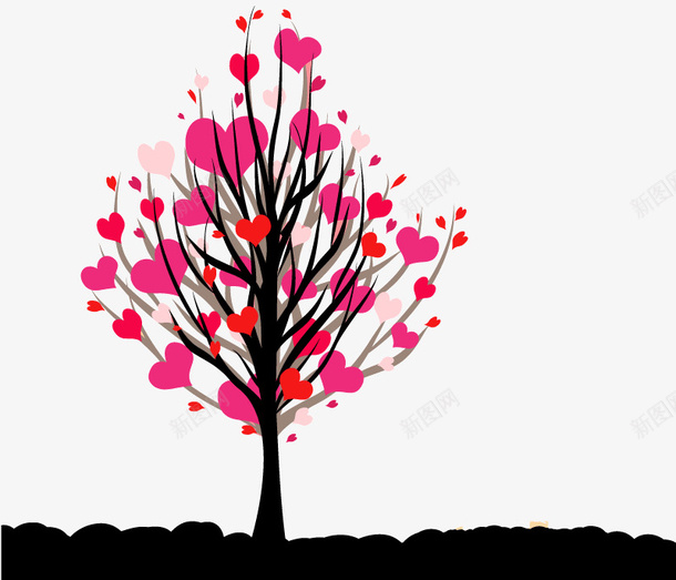 爱情树矢量图ai免抠素材_88icon https://88icon.com 创意 大树 浪漫 爱情 爱情树 矢量图