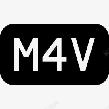 M4V文件类型的圆形黑色矩形界面符号图标图标