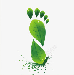 绿叶子组成的脚丫素材