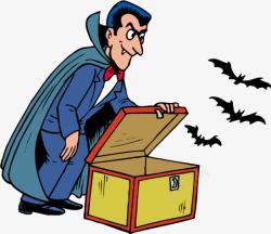卡通吸血鬼木箱子蝙蝠素材