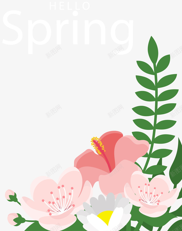 春天红色花朵装饰png免抠素材_88icon https://88icon.com spring 春天 春暖花开 红色花朵 绿色叶子 花朵装饰