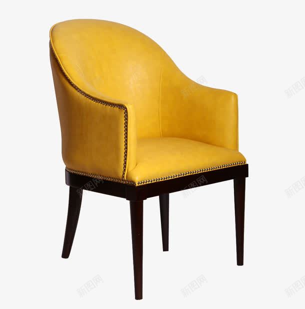 黄色皮单椅png免抠素材_88icon https://88icon.com 定制 皮质 舒适 黄色