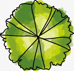 水彩树顶绿色水彩线条绿叶高清图片
