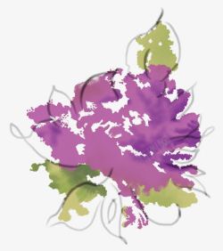 紫色油画海棠花素材