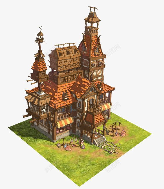 3D城堡png免抠素材_88icon https://88icon.com 别墅 复古城堡 复古建筑 手绘建筑 欧式建筑