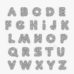 黑白线条字母字体素材