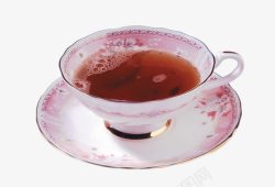 带粉色托盘的一杯花茶素材