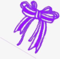 手绘紫色蝴蝶结素材