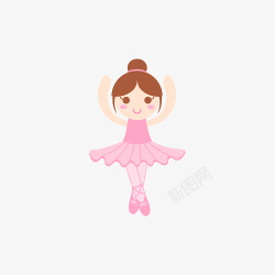 可爱的卡通粉色少儿芭蕾舞者插画素材