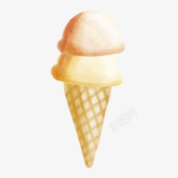 卡通手绘水彩绘画夏日美味冰淇淋素材