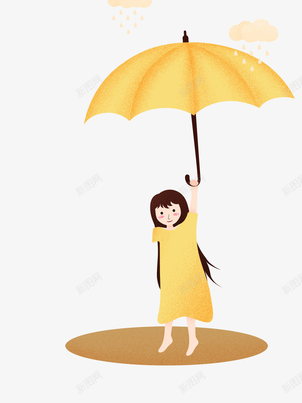 卡通手绘拿着黄色伞的女孩psd免抠素材_88icon https://88icon.com 卡通 手绘 拿着 站立的女孩 黄色伞的女孩 黄色的连衣裙